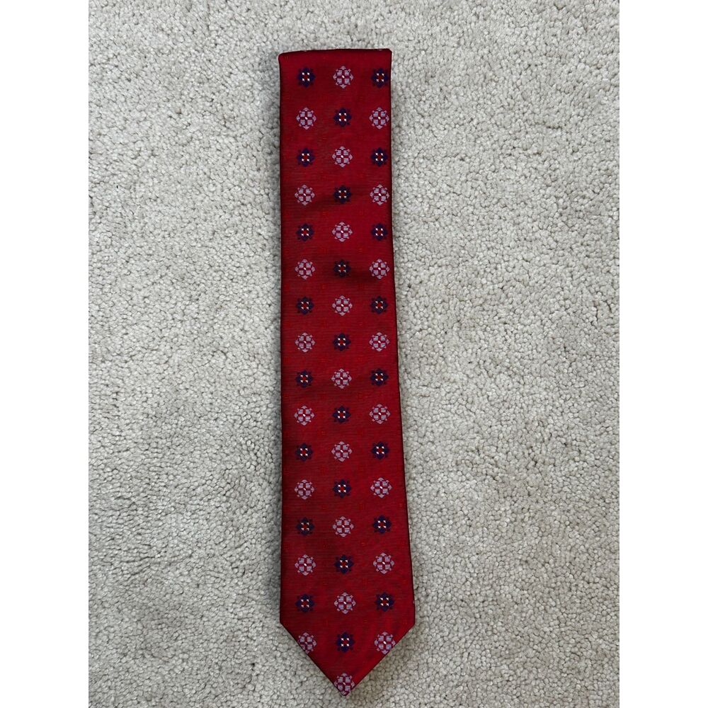 Thomas Pink Mens Silk Necktie Red Made In England English Heritage Ivy Executive
